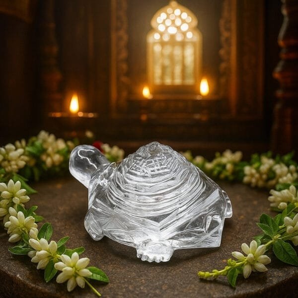 Clear Quartz Shree Yantra on Turtle