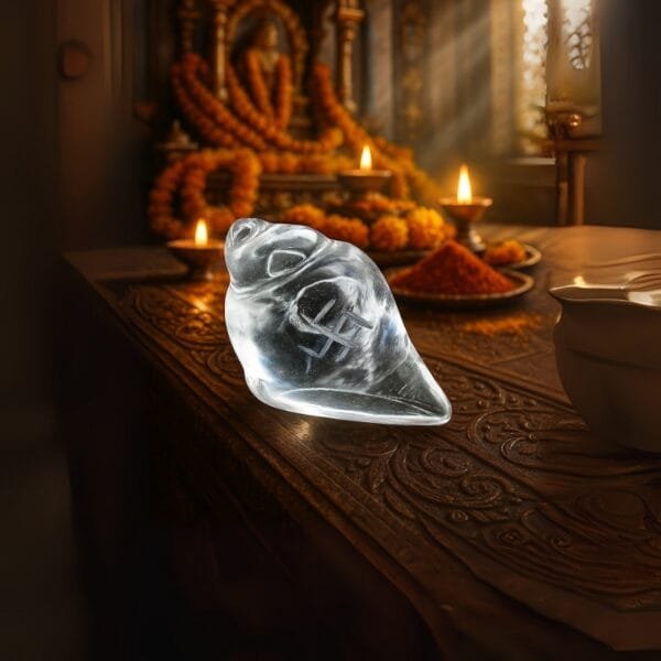 Crystal Shankh with Engraved Swastik