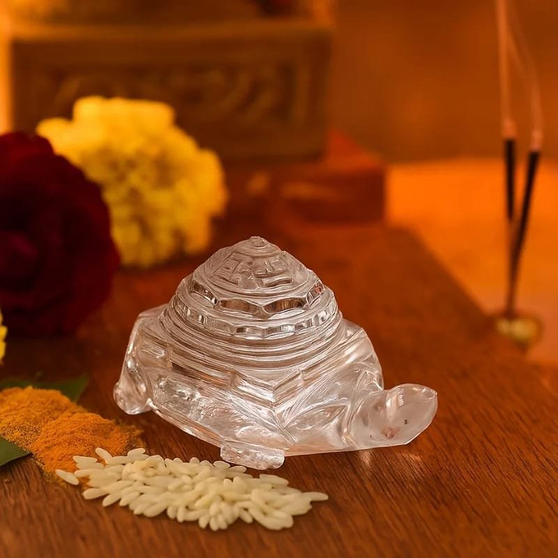 Shree Yantra with Tortoise place on wooden