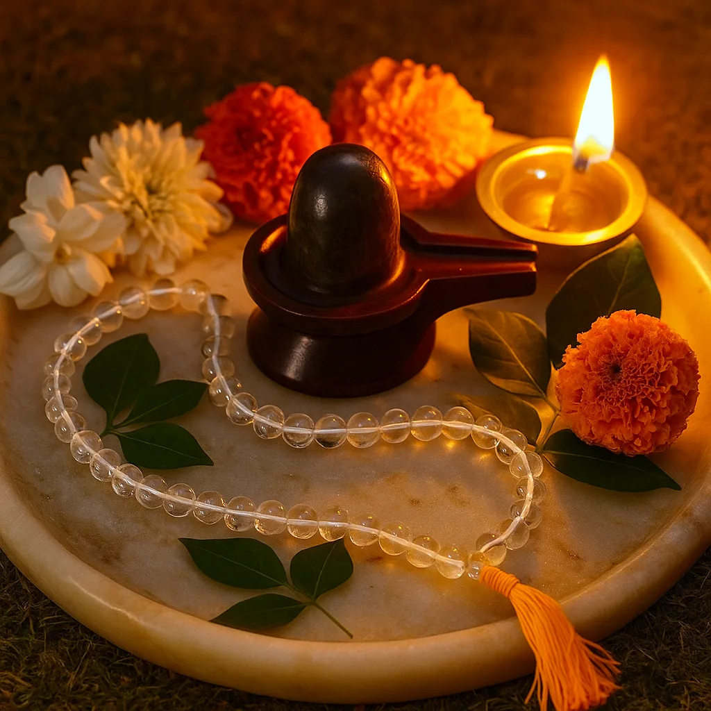 Natural Quartz Sphatik Mala