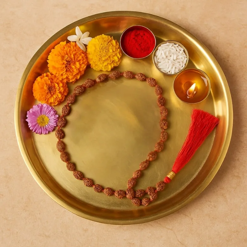 3 mukhi rudraksha mala